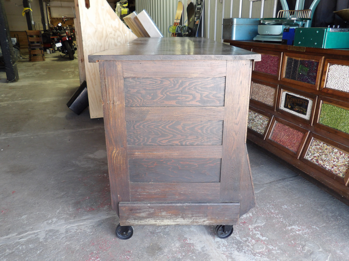 Sherer Seed Bean Counter Cabinet Kitchen Island General Store Country Store Antique Vintage