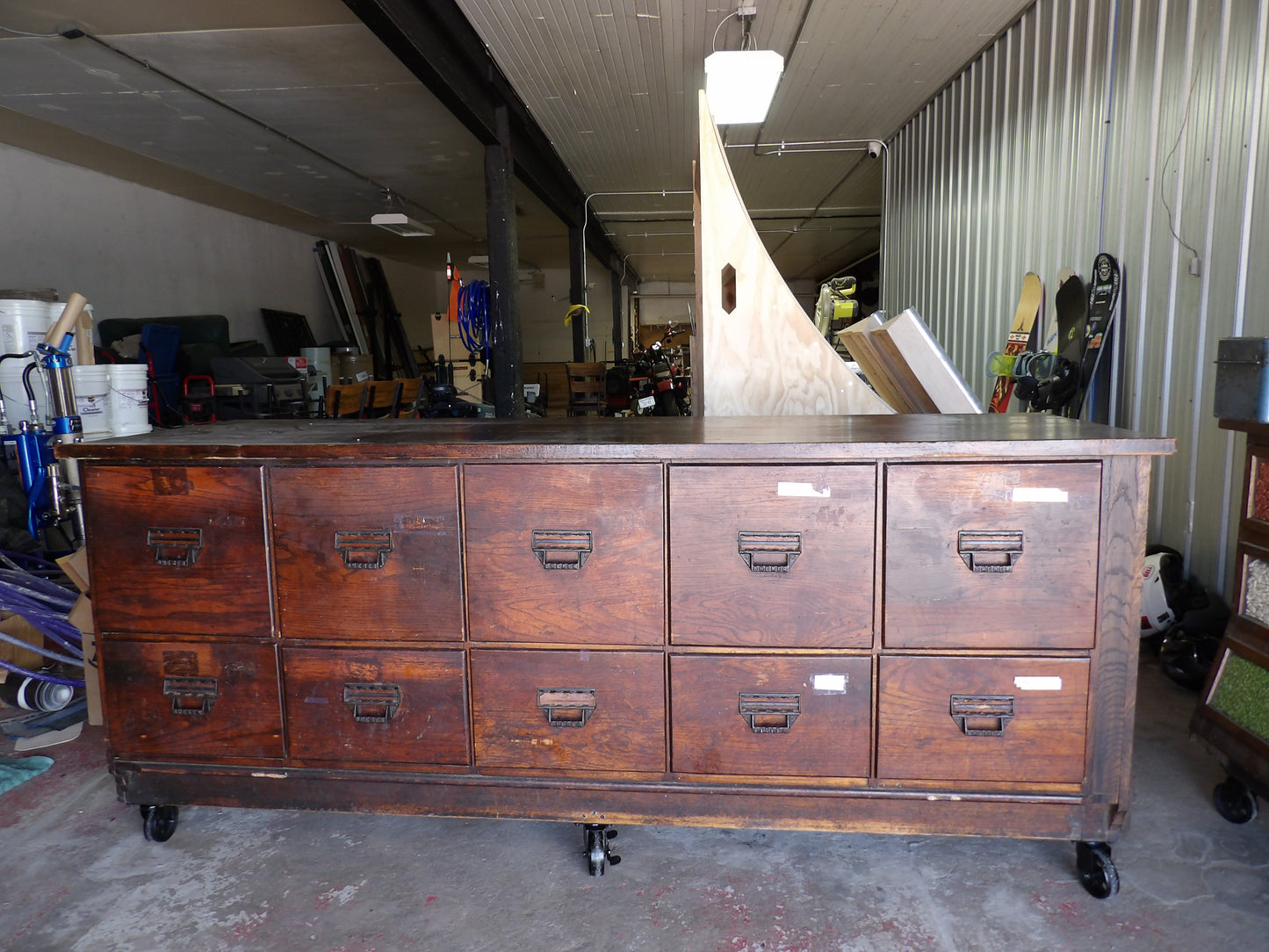 Sherer Seed Bean Counter Cabinet Kitchen Island General Store Country Store Antique Vintage