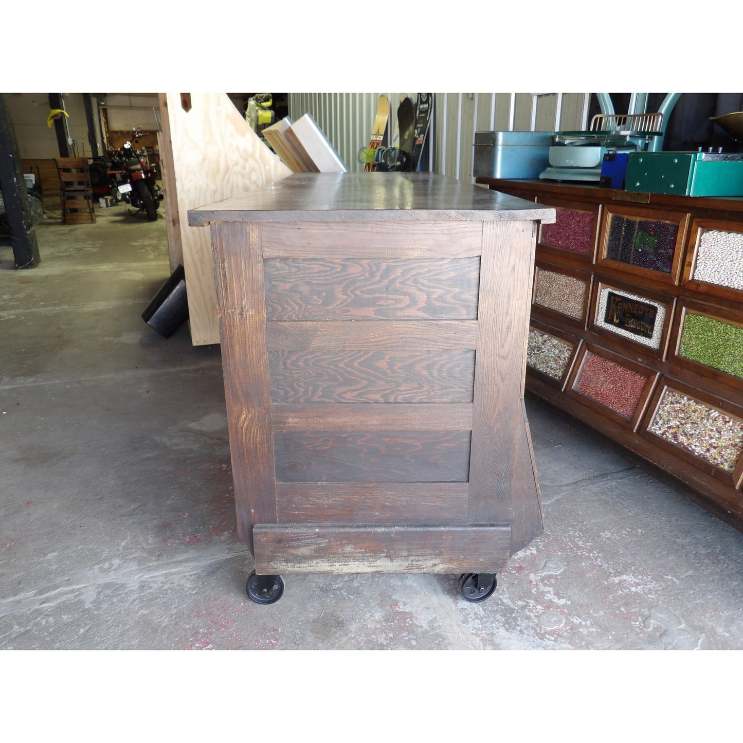 Sherer Seed Bean Counter Cabinet Kitchen Island General Store Country Store Antique Vintage