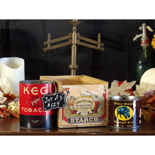 Antique Set of 3 Decor Advertising Blue Boar Kingsfords Key Pipe