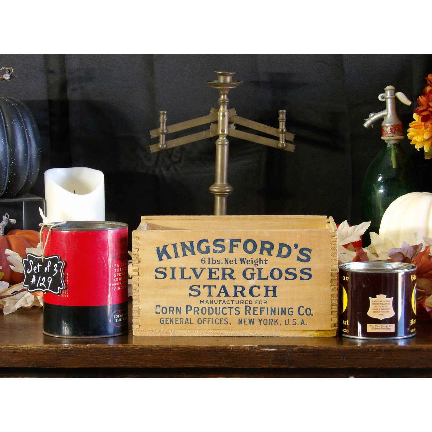 Antique Set of 3 Decor Advertising Blue Boar Kingsfords Key Pipe