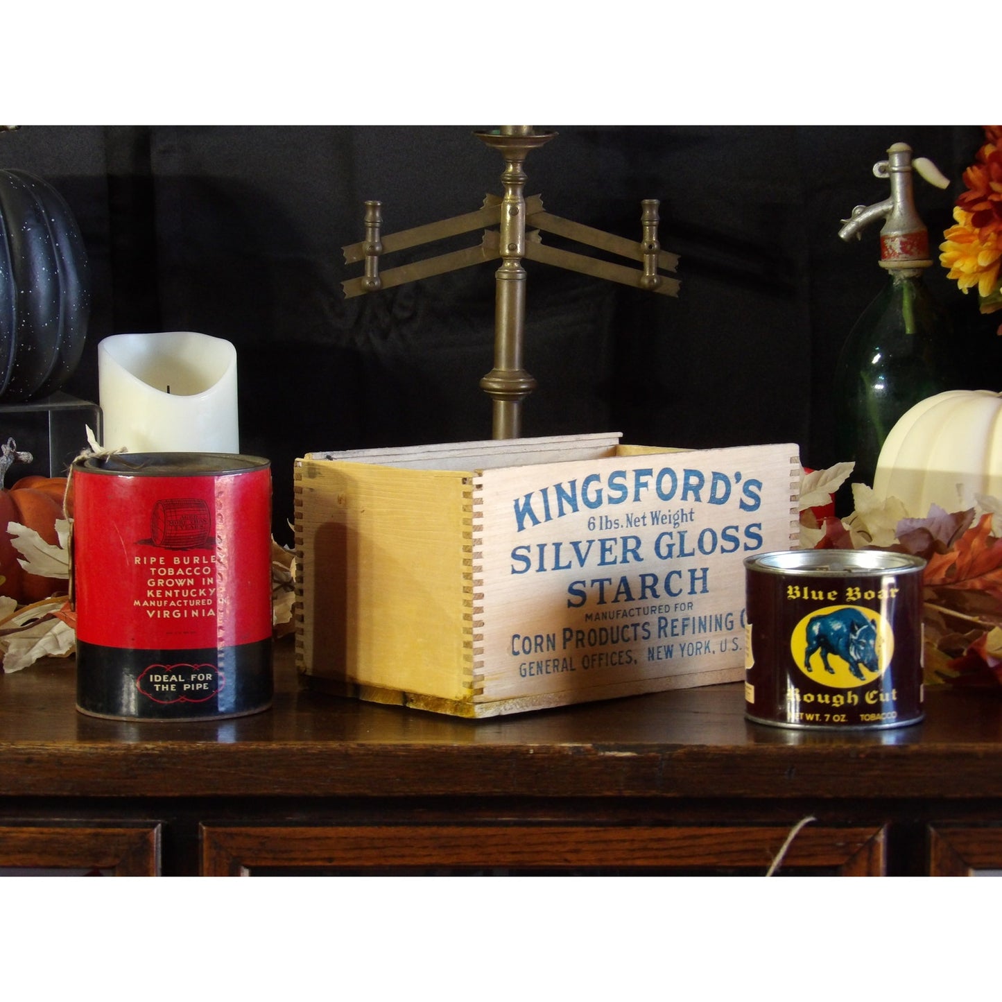 Antique Set of 3 Decor Advertising Blue Boar Kingsfords Key Pipe