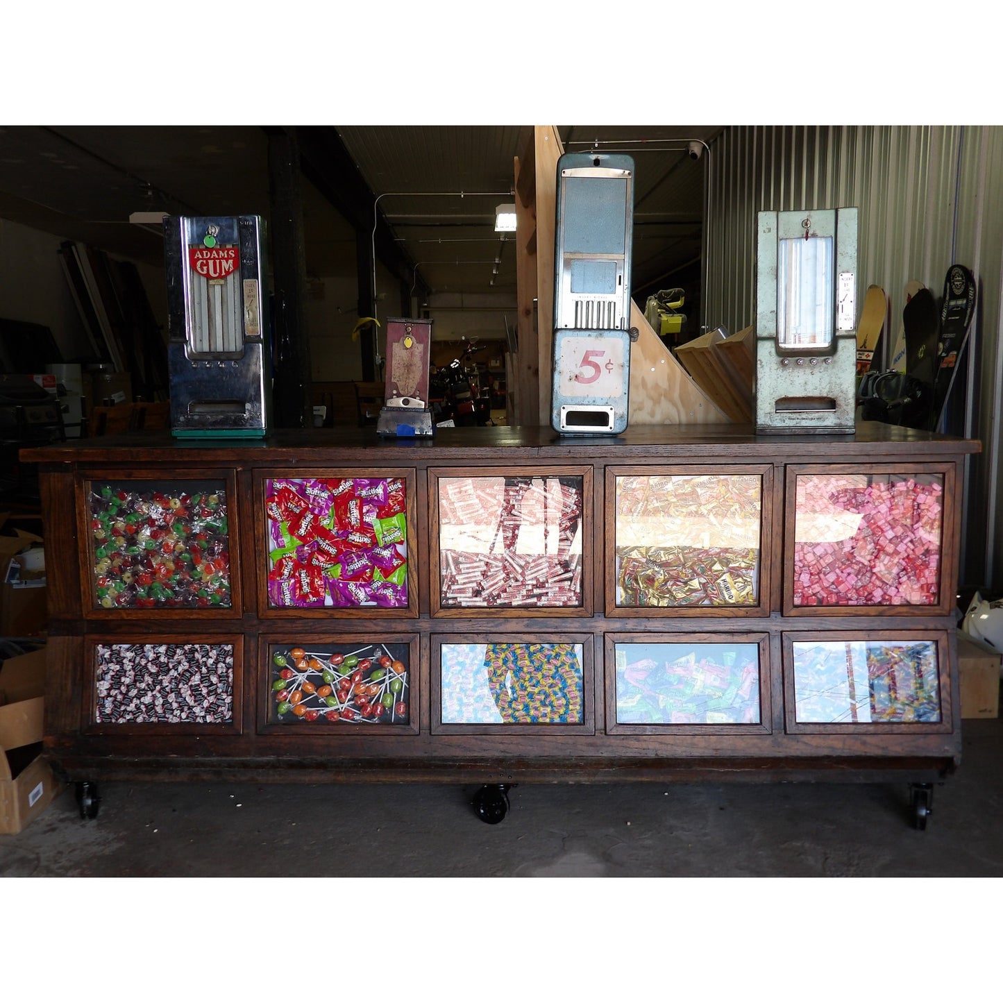 Sherer Seed Bean Counter Cabinet Kitchen Island General Store Country Store Antique Vintage