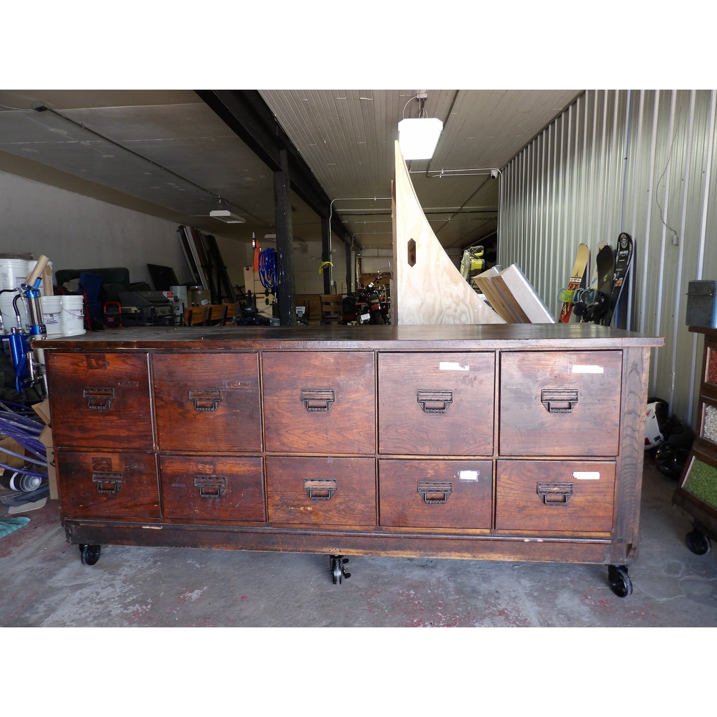 Sherer Seed Bean Counter Cabinet Kitchen Island General Store Country Store Antique Vintage