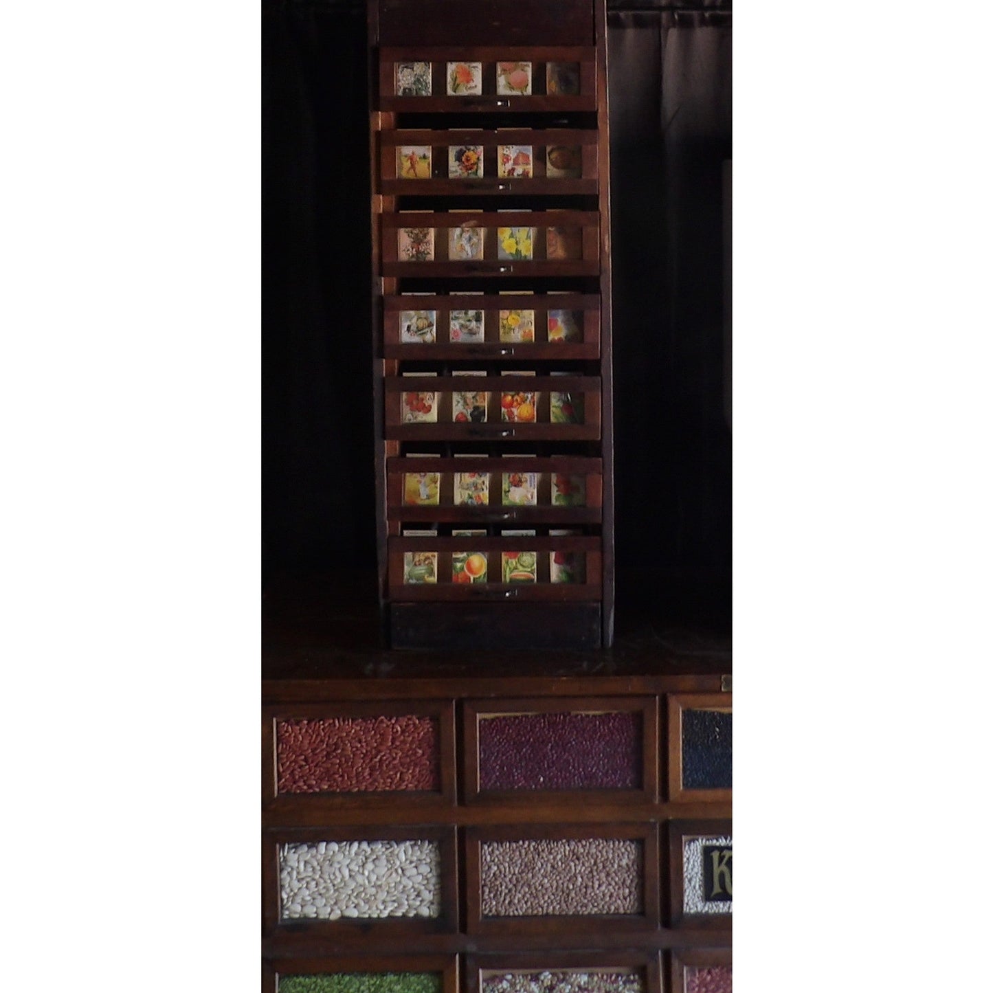 Antique Vintage Country Store General Gordon Van Tine Seed Display Cabinet Hobby Crafting Storage Kitchen Decor